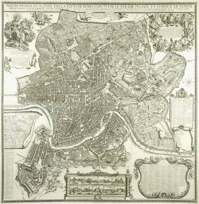 Stadsplan van Rome, 1730 door Giovanni Battista Falda