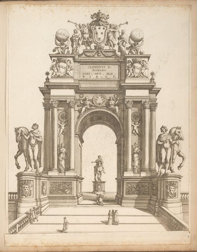 Triomfboog ter ere van paus Clemens X door Giovanni Battista Falda