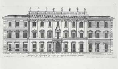 Uitzicht op de gevel van Palazzo Chigi, Rome, ontworpen door Matteo di Castello, Carlo Maderno (1556-1629) en Giovanni Bernini (1598-1680) door Giovanni Battista Falda