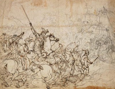 Slagveld met olifanten en oosterlingen door Giovanni Battista Foggini