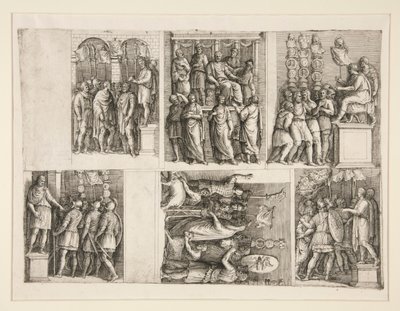 Zes vignetten uit het leven van Trajanus door Giovanni Battista Franco (called Il Semolei)
