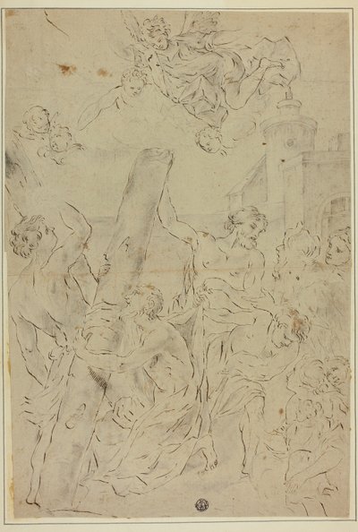 Sint-Andreas die het kruis aanbidt door Giovanni Battista Gaulli