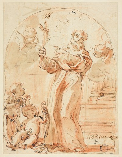 Staande franciscaanse heilige met crucifix door Giovanni Battista Gaulli