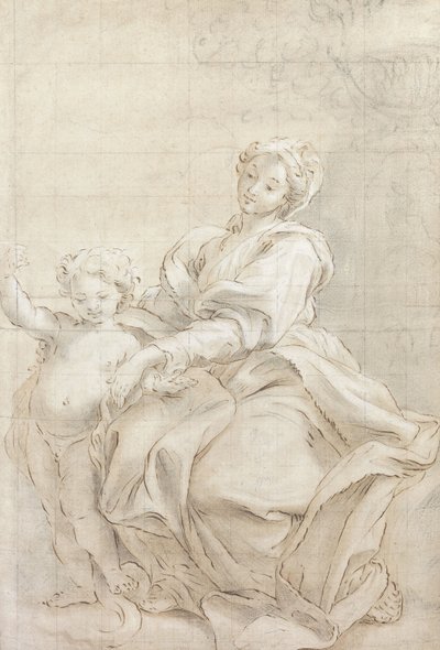 De Maagd en het Kind bij een bassin door Giovanni Battista Gaulli