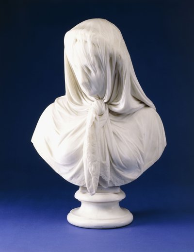Een marmeren buste van een gesluierde vrouw, 1867 door Giovanni Battista Lombardi