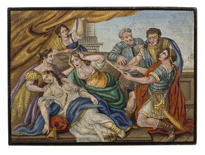 Een fijne Italiaanse micromozaïek plaquette door Giovanni Battista Luchini