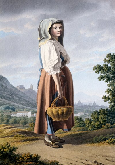 Boer op de achtergrond van Maddaloni, door Giovan Battista Lusieri, Italië door Giovanni Battista Lusieri