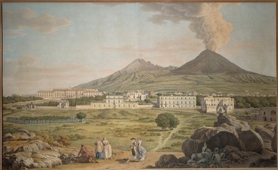 De hellingen van de Vesuvius vanuit Portici met een uitzicht op het Bourbonpaleis, door Giovan Battista Lusieri door Giovanni Battista Lusieri