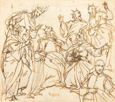 David en de patriarchen met een schenker door Giovanni Battista Maganza II