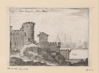 Bouwwerken te Rome, nabij de Porta del Popolo door Giovanni Battista Mercati