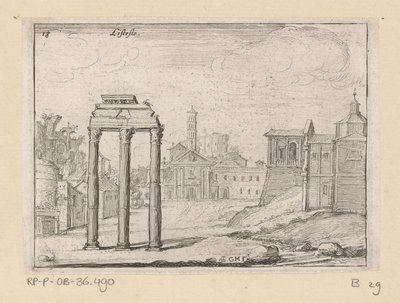 Gezicht op het Forum Romanum te Rome door Giovanni Battista Mercati