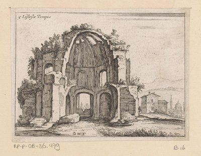Resten van de Tempel van Minerva Medica in een landschap door Giovanni Battista Mercati