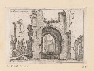 Resten van de Thermen van Caracalla te Rome (series title: Gezichten op Rome, Alcune vedute et prospettive di luoghi dishabitati di Roma) door Giovanni Battista Mercati