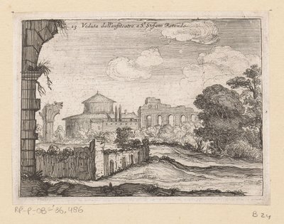 Resten van een amfitheater bij de San Stefano Rotondo te Rome door Giovanni Battista Mercati