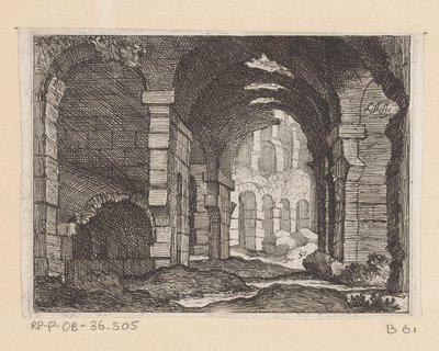 Resten van het Colosseum te Rome (Gezichten op Rome) door Giovanni Battista Mercati