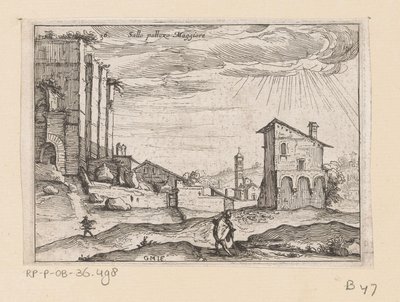 Ruïnes van Palazzo Maggiore te Rome en gebouwen in de buurt daarvan door Giovanni Battista Mercati