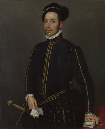 Portret van een heer Il Gentile Cavaliere door Giovanni Battista Moroni