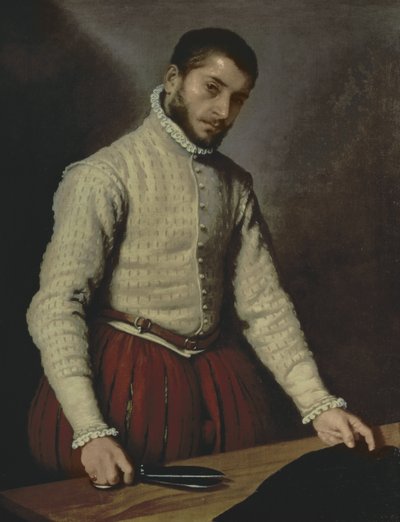 Portret van een man (De kleermaker) door Giovanni Battista Moroni