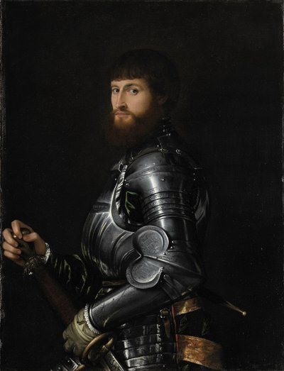 Portret van een edelman in harnas door Giovanni Battista Moroni