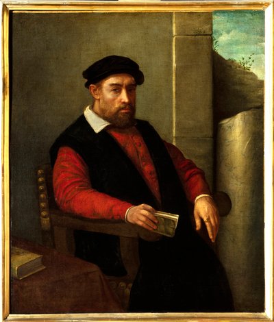 Vermoedelijk portret van Francois Rabelais (1494-1553), Franse schrijver en arts. Schilderij door Giovanni Battista Moroni (1525-1578) door Giovanni Battista Moroni