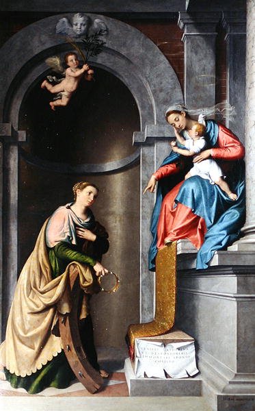 Het Mystieke Huwelijk van St. Catherine door Giovanni Battista Moroni