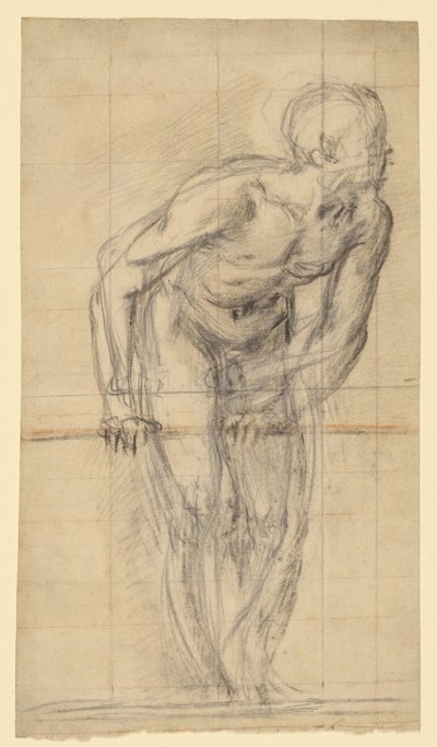Een staand mannelijk naakt (recto); Een staand mannelijk naakt (verso) door Giovanni Battista Naldini