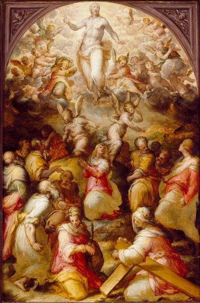 Christus in glorie met de heiligen Agnes en Helena door Giovanni Battista Naldini