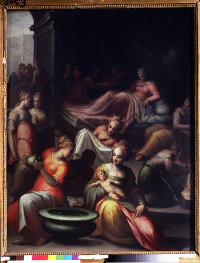 De geboorte van Johannes de Doper door Giovanni Battista Naldini
