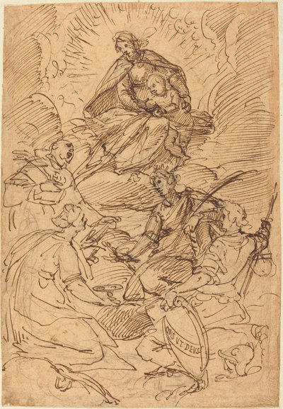 De Madonna en Kind in Glorie Aanbeden door Heiligen door Giovanni Battista Paggi