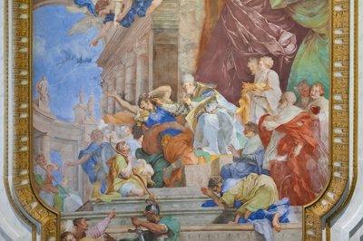 Het wonder van de kettingen in het midden van het cassetteplafond (detail) door Giovanni Battista Parodi