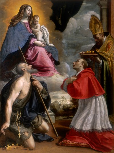 Madonna met Kind en Heiligen door Giovanni Battista Pesari
