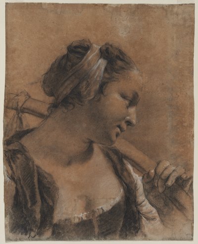 Een portret van Rosa met een schouderstok door Giovanni Battista Piazzetta