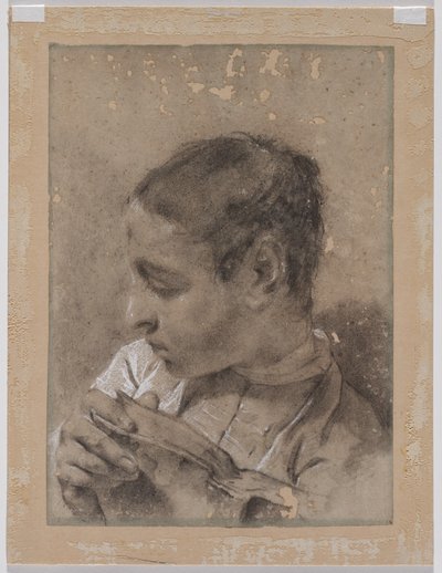 Hoofd van een jonge man in profiel met een boek, ca. 1730-1740 door Giovanni Battista Piazzetta