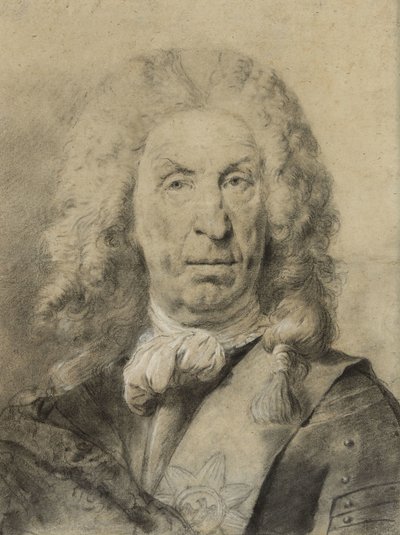 Portret van maarschalk von der Schulenburg, ca. 1735 (zwart-wit krijt met houtskool op papier) door Giovanni Battista Piazzetta