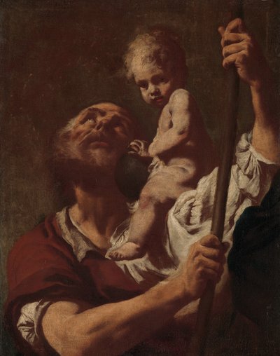 Sint Christoffel draagt het Christuskind, 1730s door Giovanni Battista Piazzetta