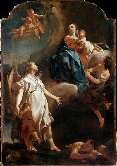 De verschijning van de Madonna aan de beschermengel door Giovanni Battista Piazzetta