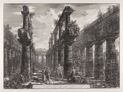 A., B. Gezicht op de resten van de twee rijen zuilen in de Tempel van Neptunus, die aan de zijkanten de portieken in de cella vormden en het dak van het gebouw droegen ... door Giovanni Battista Piranesi