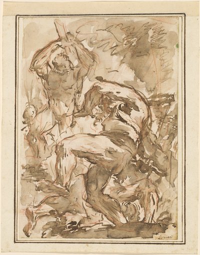 Een gevecht van naakte mannen door Giovanni Battista Piranesi