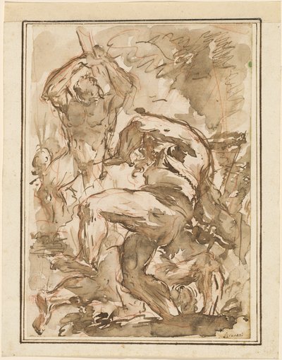 Een strijd van naakte mannen door Giovanni Battista Piranesi
