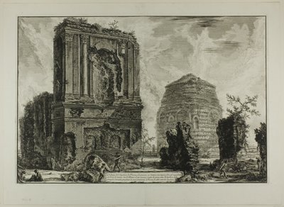 A. Zicht op het Graf van Licinianus Piso op de oude Via Appia... B. Graf van de Cornelii..., uit Zichten van Rome door Giovanni Battista Piranesi