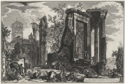 Ander gezicht op de Tempio della Sibilla in Tivoli (uit: Vedute di Roma) door Giovanni Battista Piranesi