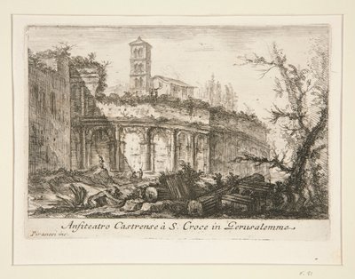 Anfiteatro Castrense ? S. Croce in Gerusalemme (Amfitheater Castrense bij S. Croce in Gerusalemme), uit Varie Vedute di Roma Antica e Moderna door Giovanni Battista Piranesi