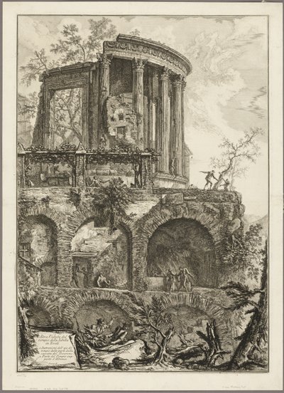 Een ander uitzicht op de Tempel van de Sibyl in Tivoli, uit Zichten van Rome door Giovanni Battista Piranesi