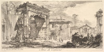Boog van Galienus. 1. Gevel van de kerk van S. Vito Arco di Galieno. 1. Facciata del..., ca. 1748 door Giovanni Battista Piranesi