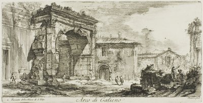 Boog van Galienus. I. Voorgevel van de kerk van S. Vito, plaat 29 uit Some Views of Triumphal Arches and other monuments. door Giovanni Battista Piranesi