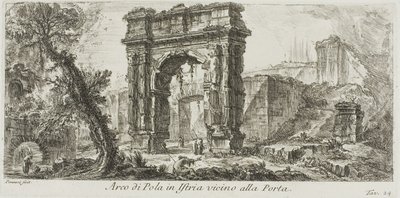 Boog van Pola in Istrië bij de poort, plaat 24 uit Enkele uitzichten van triomfbogen en andere monumenten door Giovanni Battista Piranesi