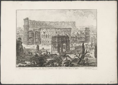 Boog van Constantijn en het Colosseum te Rome door Giovanni Battista Piranesi
