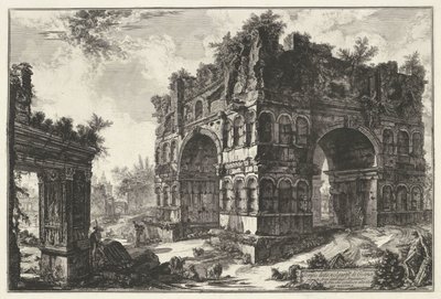 Boog van Janus en de Boog van de geldwisselaars te Rome door Giovanni Battista Piranesi