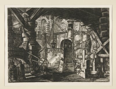 Carceri, XVI: De pier met kettingen door Giovanni Battista Piranesi