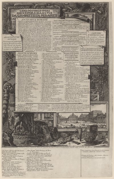 Catalogo delle Opere door Giovanni Battista Piranesi